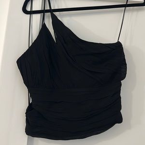 NWT Zara black cropped one shoulder top